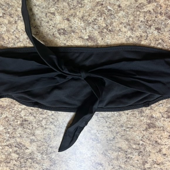 Skekini Black bandeau top with black tropical printed bottoms Set - Picture 3 of 7